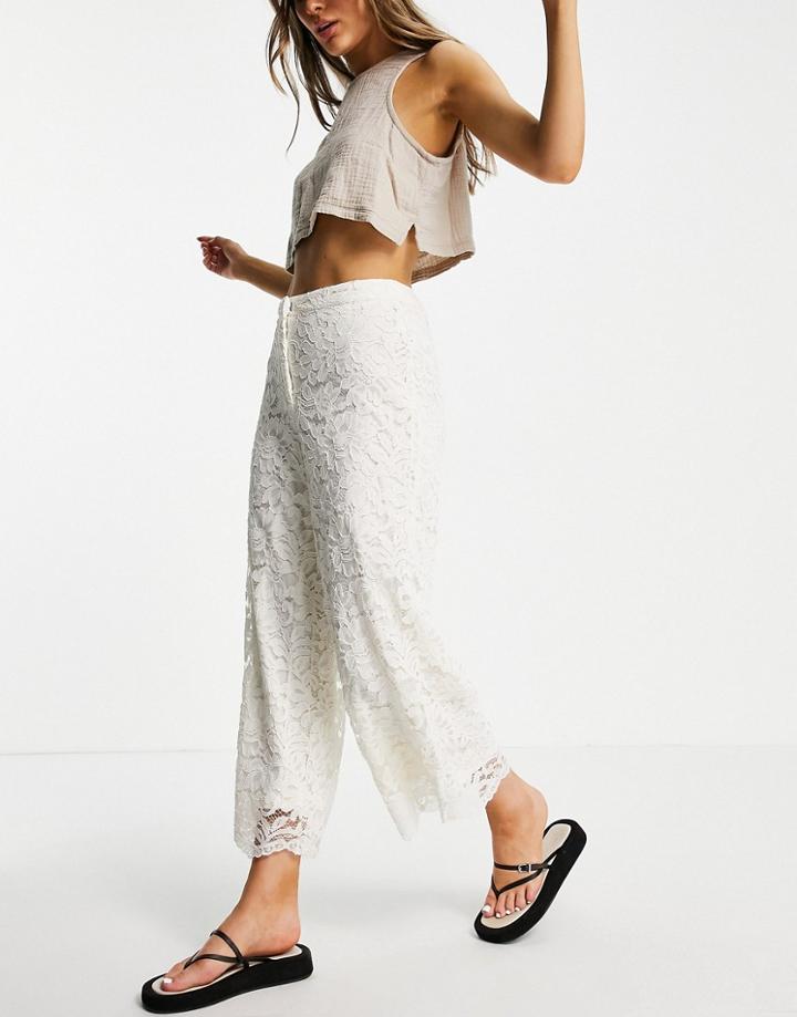 Vila Lace Culottes In Cream-white