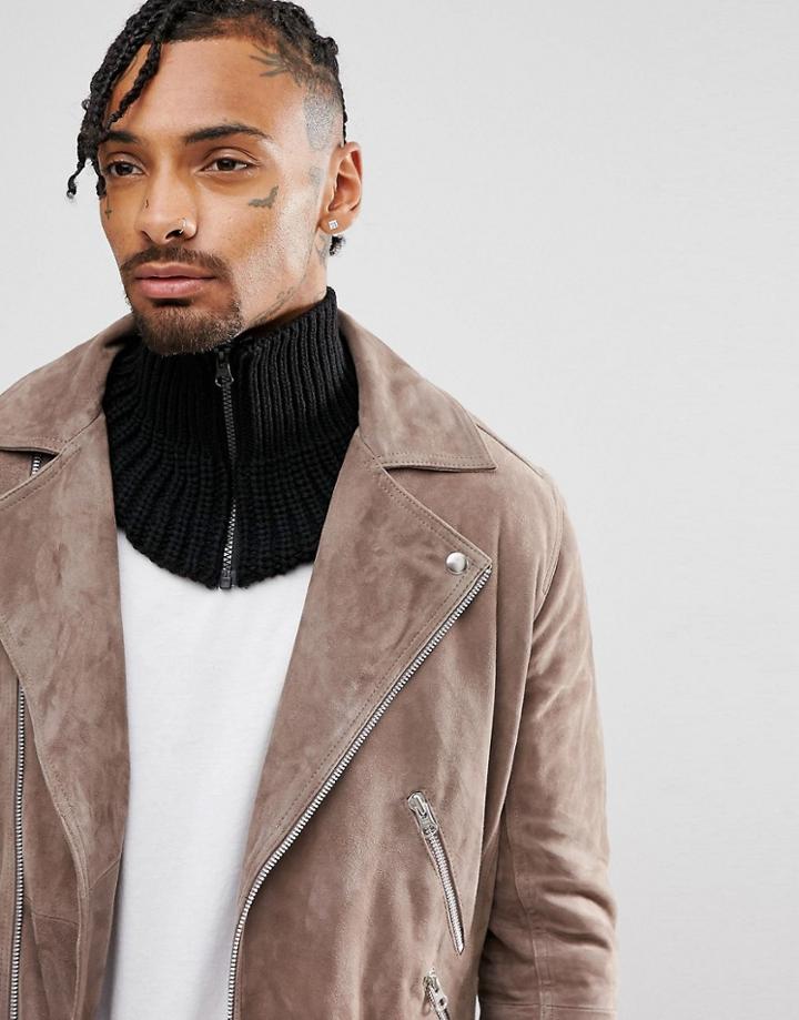 Asos Mini Infinity Scarf In Black With Zip Detail - Black