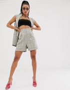 Asos Design Mom Suit Shorts In Check - Multi