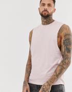 Asos Design Organic Relaxed Sleeveless T-shirt With Dropped Armhole In Pink - Pink