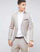Selected Homme Skinny Suit Jacket In Window Pane Check - Stone