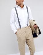 Asos Design Wedding Suspenders In Gray Tweed - Gray