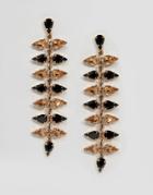 Krystal Swarovski Crystal Long Leaf Earrings - Gold