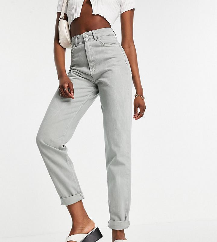 Asos Design Tall High Rise 'slouchy' Mom Jeans In Sage-green