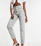 Asos Design Tall High Rise 'slouchy' Mom Jeans In Sage-green