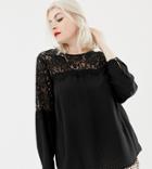 New Look Curve Lace Detail Blouse In Black - Black