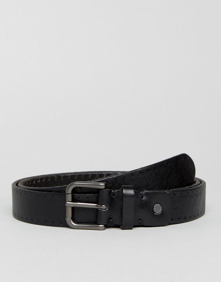 Selected Homme Casual Belt In Leather - Black