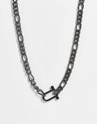 Wftw Pearl Clasp Chain Necklace In Gunmetal-silver