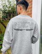 Asos Design Oversized Sweatshirt With Roman Numerals Back Print-grey