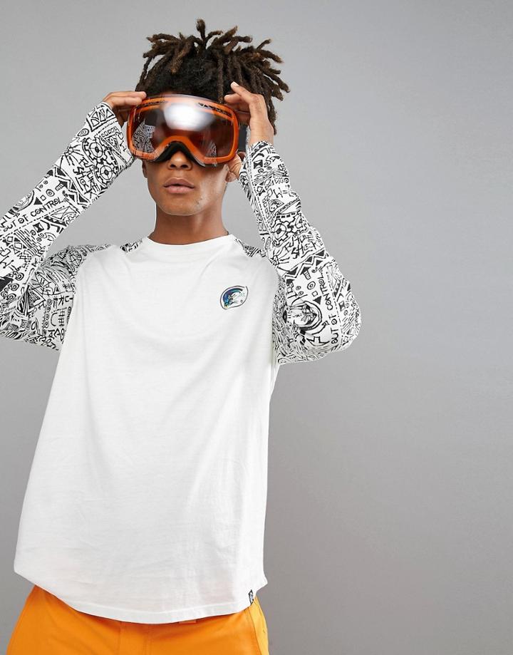 O'neill Reissue Heritage Logo Sleeve Top Raglan Print Sleeve In White - White