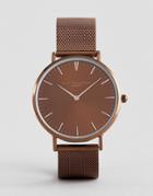 Elie Beaumont Watch With Chocolate Brown Dial And Mesh Strap - Brown