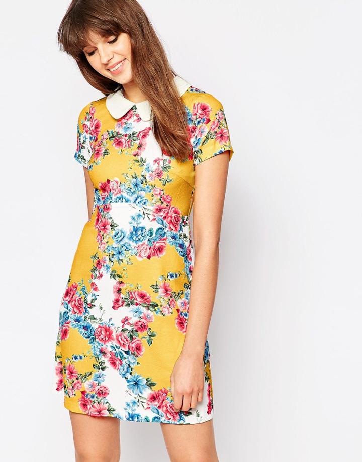 Traffic People Singing Garlands Perfect Penny Dress With Collar - Multi