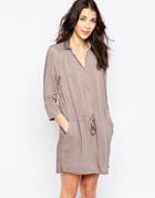 See U Soon Shirt Dress With Embellished Collar - Gray