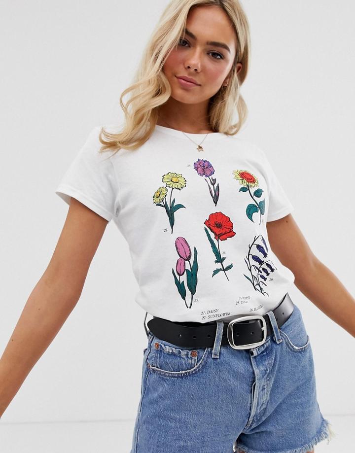Heartbreak Relaxed Tee Wih Floral Graphic - White