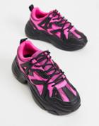 Asos Design Deejay Chunky Sole Sneakers In Black & Pink