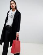 Helene Berman Rever Collar Oversized Longline Coat In Wool Cashmere Blend - Black