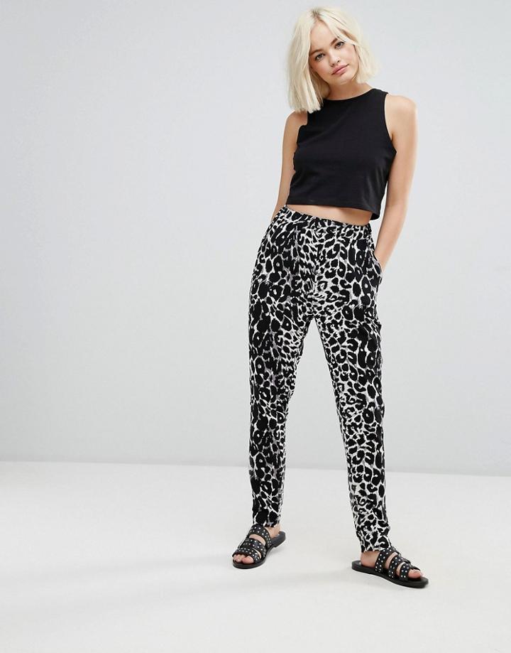 Only Forever Leopard Print Pants - Brown