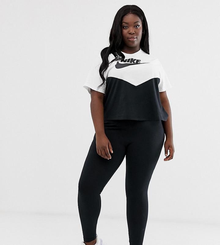 Nike Plus Black High Waisted Logo Leggings