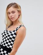 Asos Design Checkerboard Crop Tank - Multi