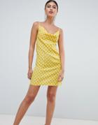 Missguided Polka Dot Cowl Neck Cami Dress - Yellow