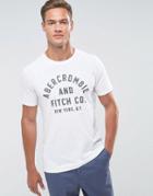 Abercrombie & Fitch Slim Fit T-shirt Legacy Applique Logo In White - White