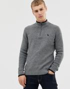 Abercrombie & Fitch Icon Logo Half Zip Knit Sweater In Gray Marl