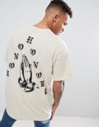 Hnr Ldn Oversized Praying Hands Back Print T-shirt - Stone