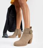 Qupid Mid Ankle Boots - Beige