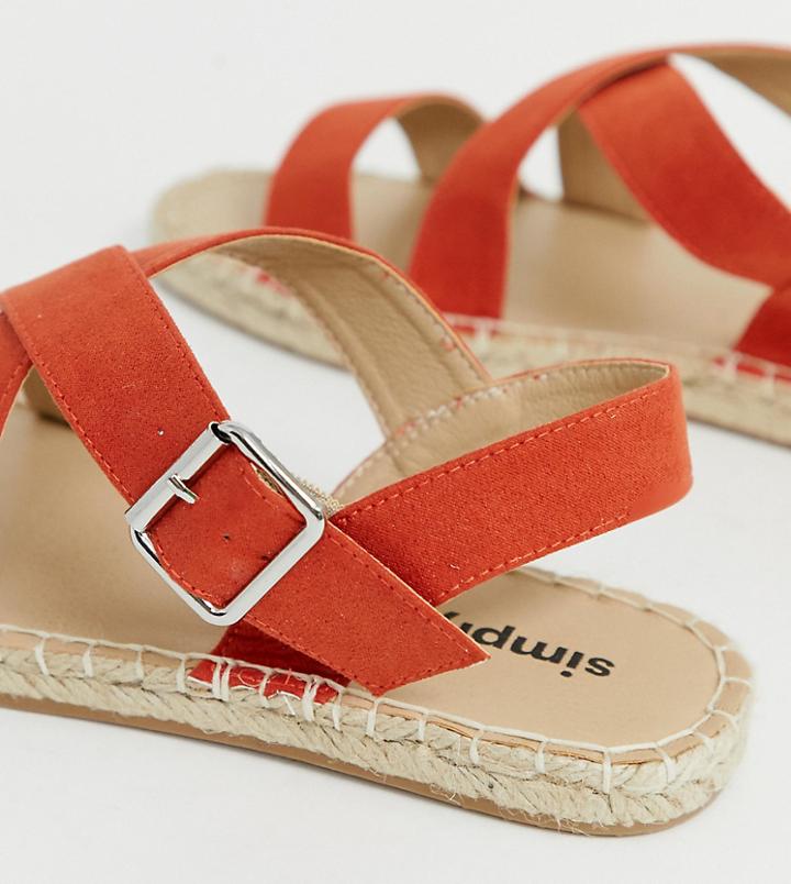 Simply Be Espadrille In Red In Wide Fit - Multi