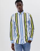 Tommy Hilfiger Limited Block Stripe Icon Logo Buttondown Shirt Regular Fit In Blue/multi - Blue