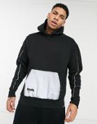 Pull & Bear Fleece Hoodie With Reflective Pocket In Black