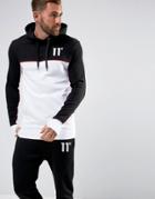 11 Degrees Hoodie In Black With White Panel - Black