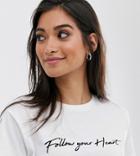 Asos Design Petite T-shirt With Follow Your Heart Motif-white