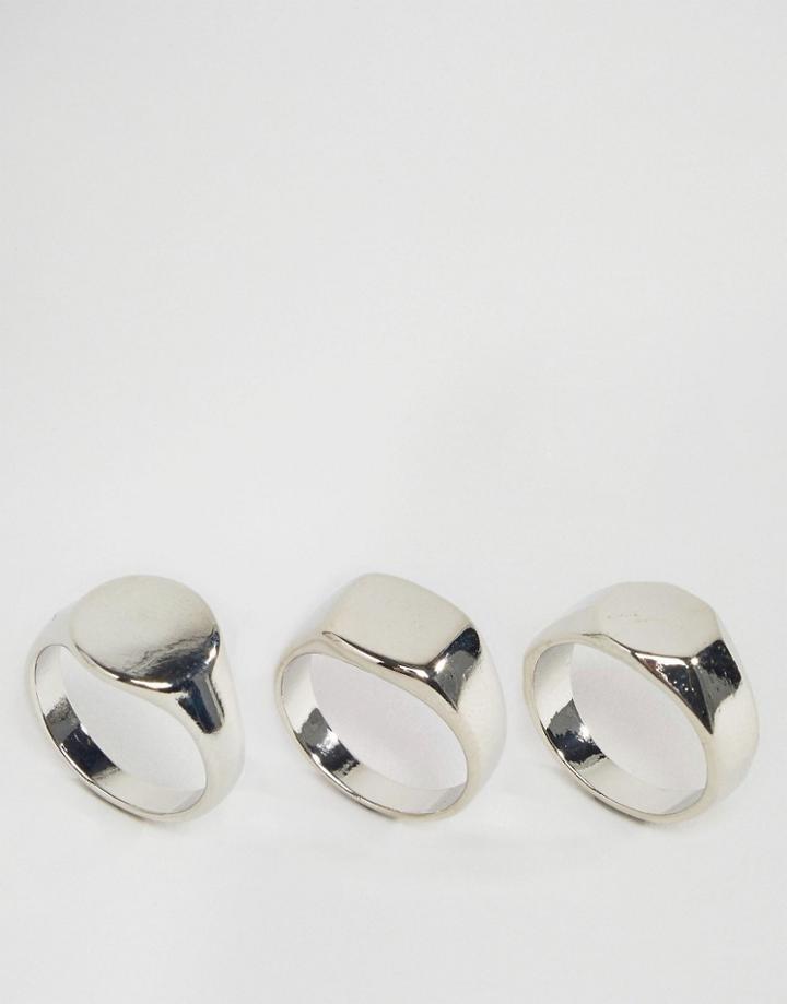 Asos Sovereign Ring Pack - Silver