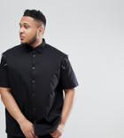 Asos Design Plus Oversized Shirt With Metal Rings - Black