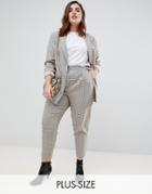 New Look Curve Check Pull On Pants In Brown Pattern - Brown