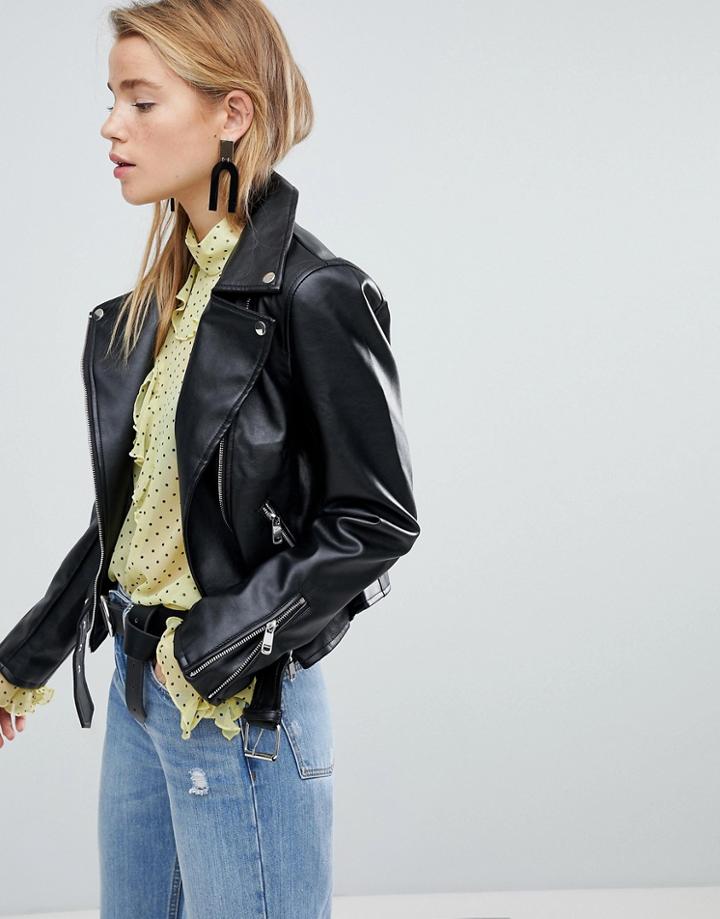 New Look Pu Biker Jacket - Black