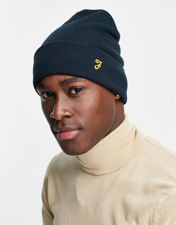 Farah Logo Beanie Hat In Navy