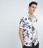 Selected Homme Tall Short Sleeve Viscose Shirt With All Over Print - White