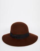 Asos Beekeeper Hat In Brown Felt With Wide Brim - Brown