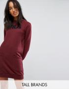 Fila Tall Oversized Sweater Dress With Logo And Pocket Detail - Red