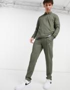 Jack & Jones Premium Textured Sweatpants In Khaki - Part Of A Set-green