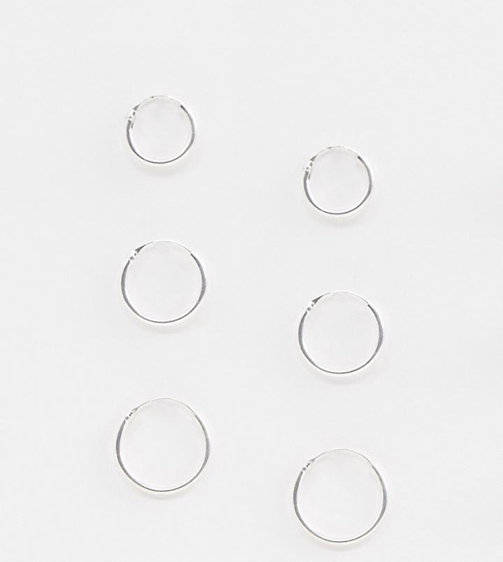 Designb 10mm 12mm & 14mm Hoop Earrings In 3 Pack In Sterling Silver - Silver