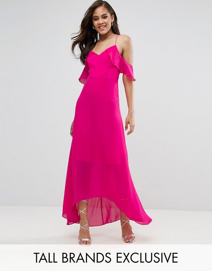 Td By True Decadence Tall Cold Shoulder Maxi Dress - Pink