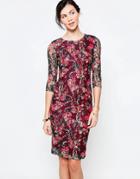 Jasmine Midi Dress In Floral Lace - Red