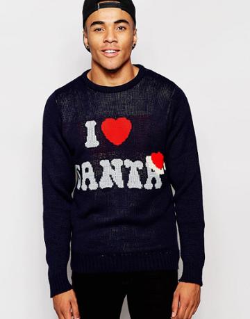 D-struct Holidays Sweater I Love Santa - Blue