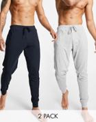 French Connection 2 Pack Sweatpants In Marine And Light Gray Melange-multi