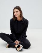 Asos Design Lounge Raw Edge Hoodie-black