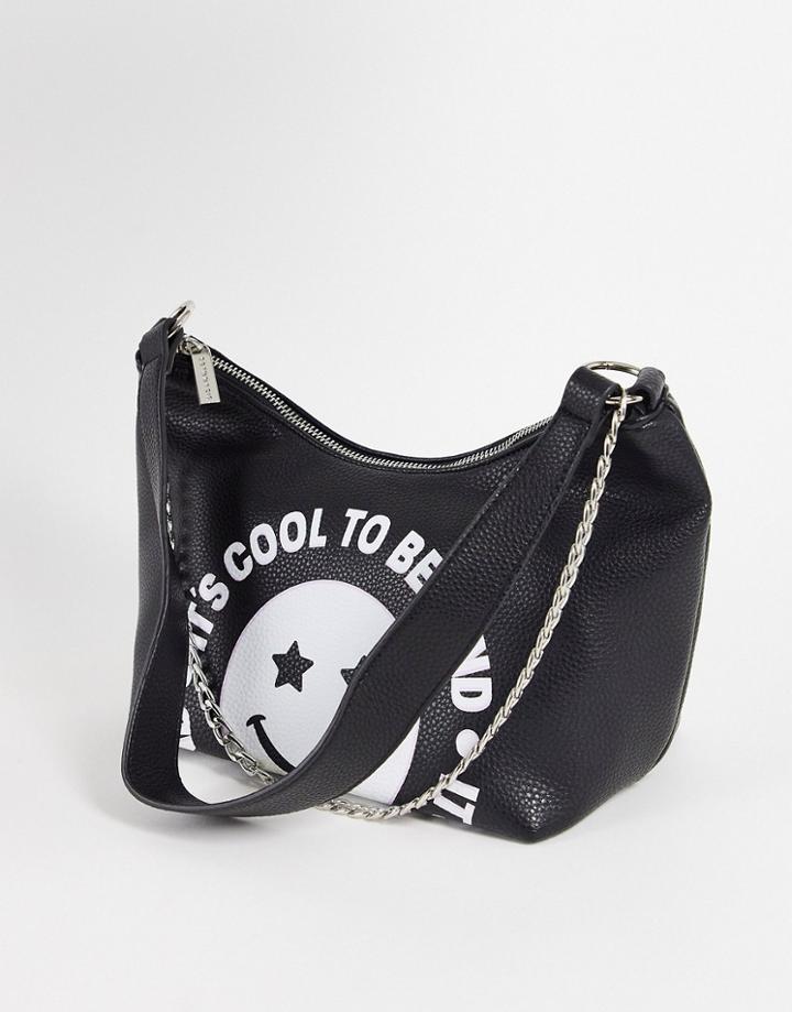 Skinnydip Cool To Be Kind Slouchy Shoulder Bag With Chain In Black