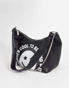 Skinnydip Cool To Be Kind Slouchy Shoulder Bag With Chain In Black